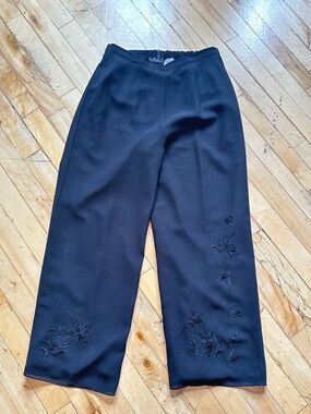 Women’s Y2k  Black Wide Leg Embroidered Pants